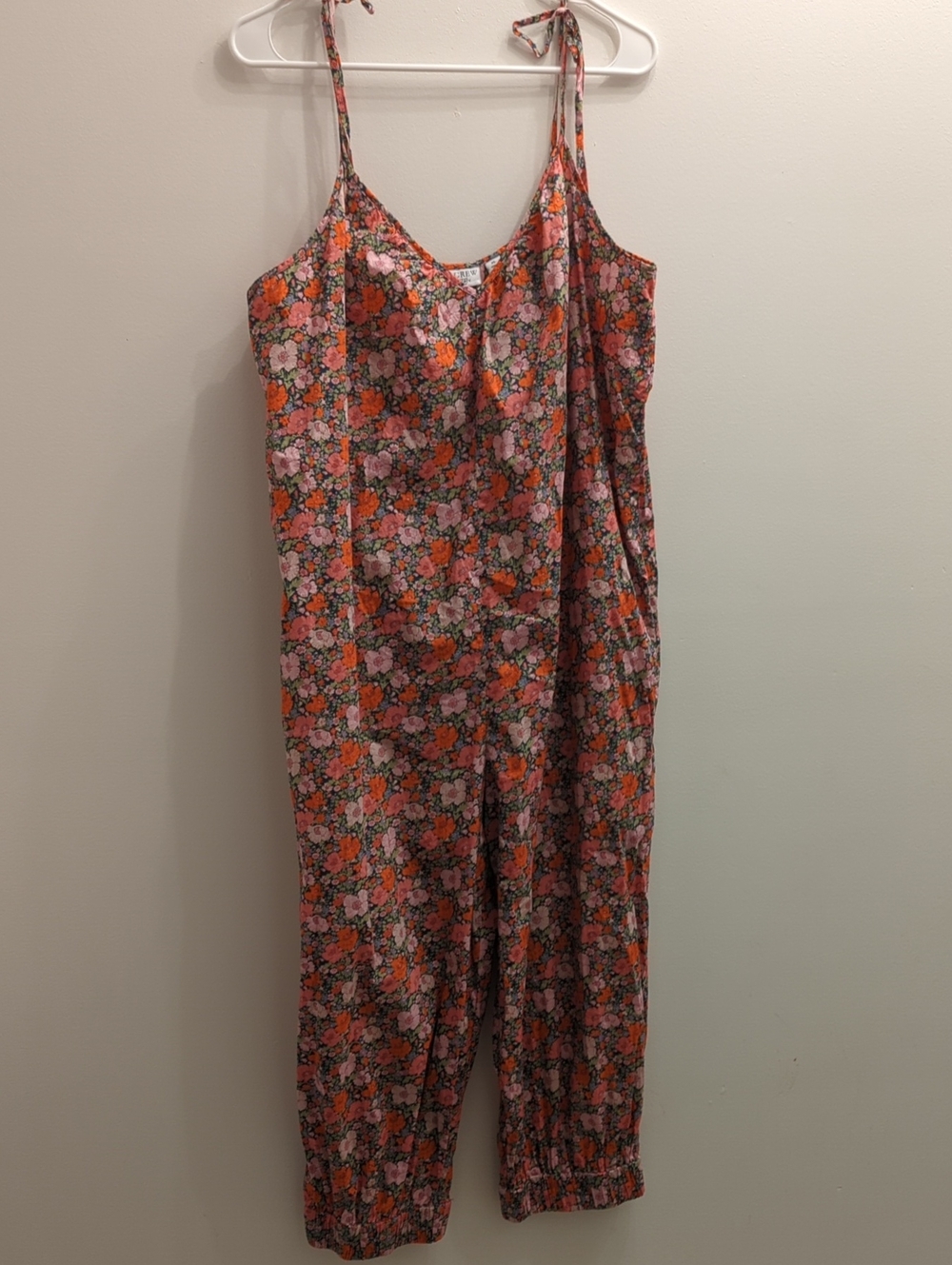 J. Crew × Liberty - Tie-Shoulder Midi Jumpsuit in Orange & Pink Floral, XL